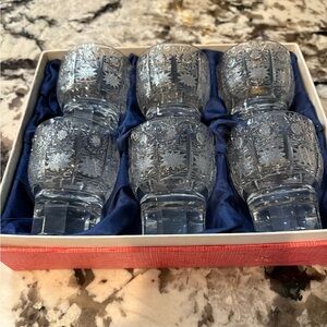 CZECHOSLOVAKIAN LEAD CRYSTAL SHOT/VODKA GLASS SET